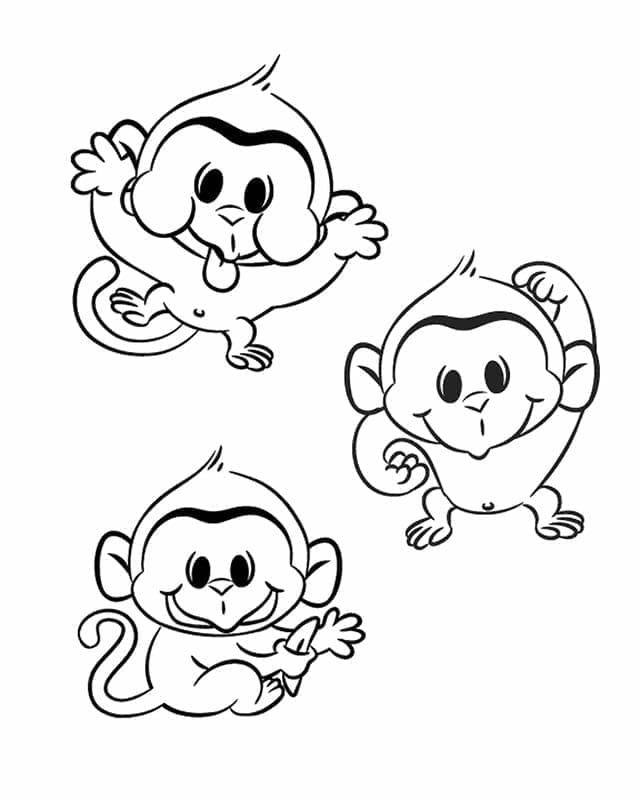 Cute monkeys coloring page