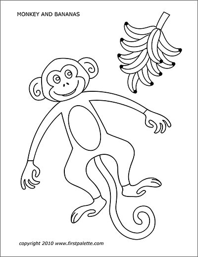 Monkey free printable templates coloring pages