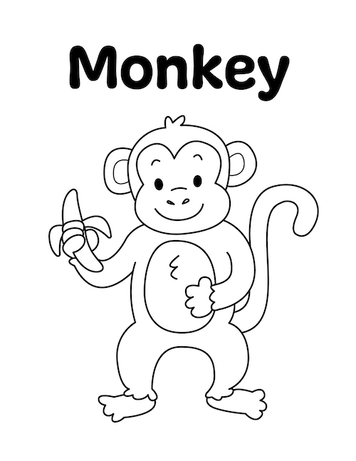 Monkey coloring page