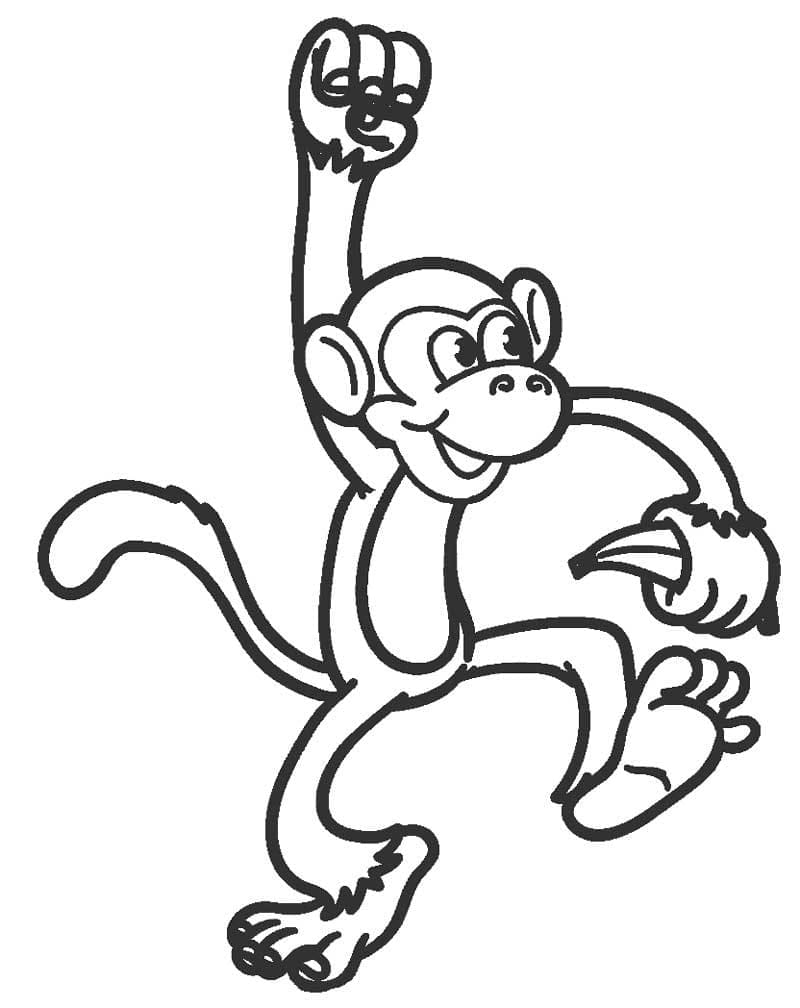 Monkey holding a banana coloring page