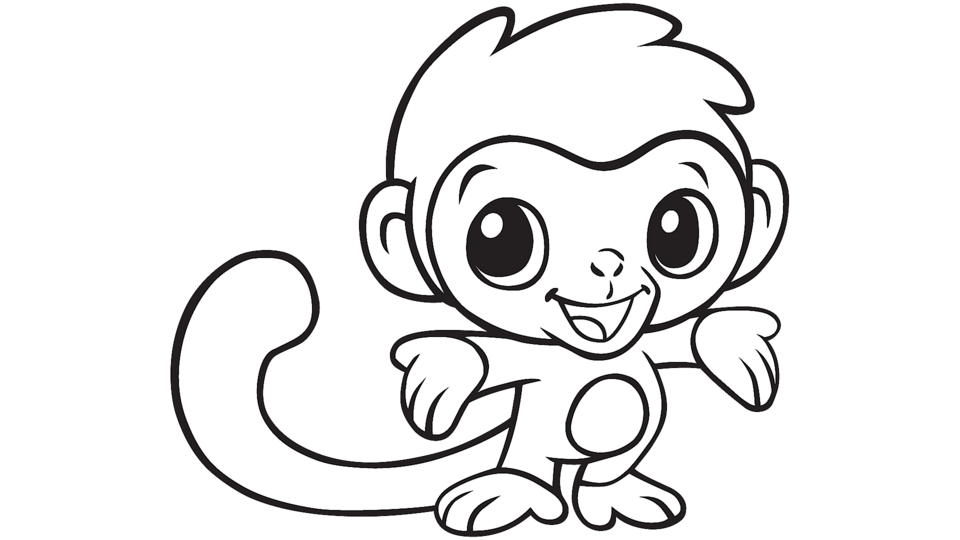 Learning friends monkey coloring printable