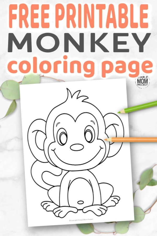 Cute baby monkey coloring page for kids â simple mom project