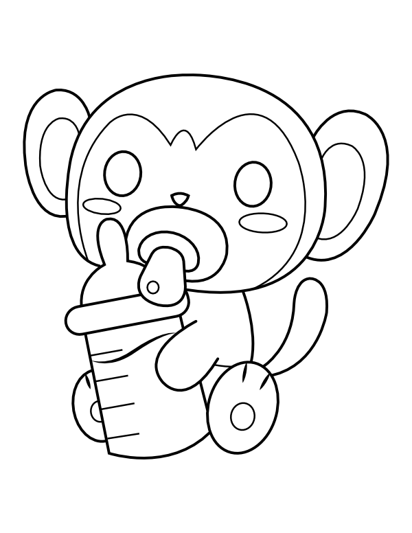 Printable baby monkey coloring page