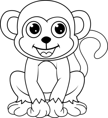 Cute monkey coloring page free printable coloring pages