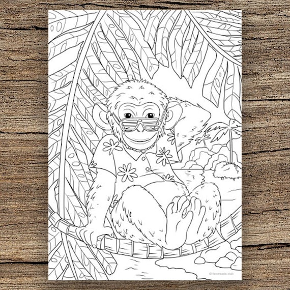 Monkey printable adult coloring page from favoreads coloring book pages for adults and kids coloring sheets colouring designs