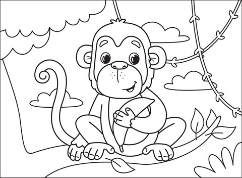 Monkey coloring page free printable coloring pages