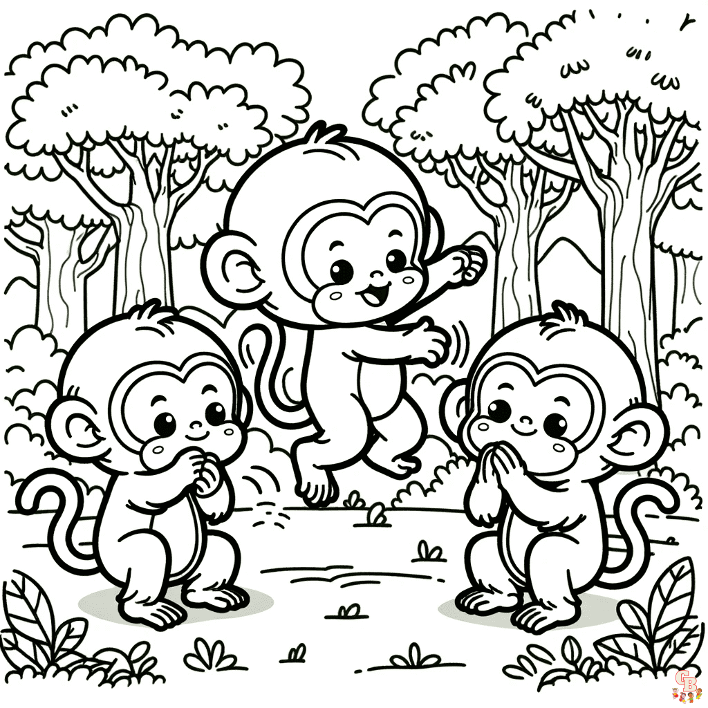 Monkey coloring pages for kids