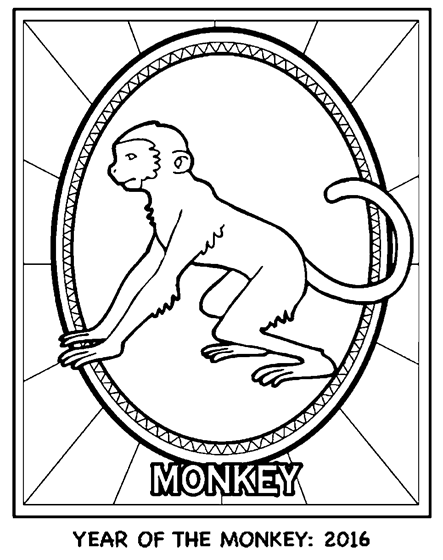 Year of the monkey coloring page