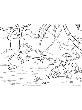 Monkey coloring page â tims printables