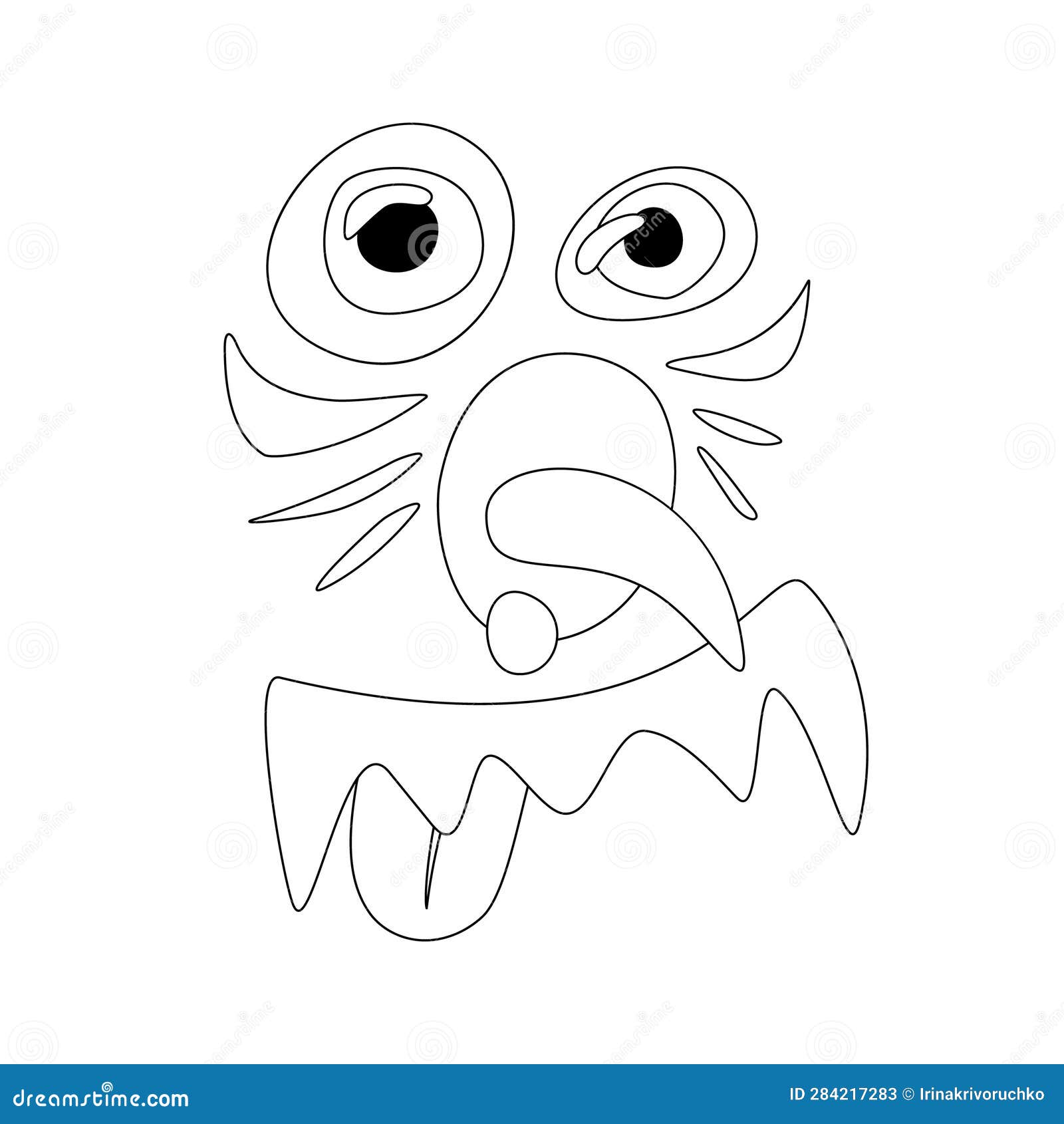 Psyhodelical print with bully monster face stock vector
