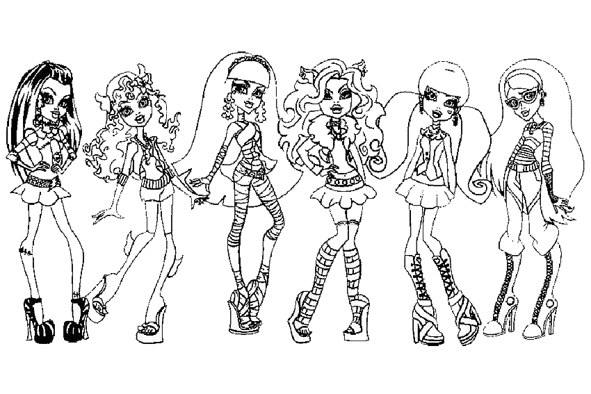 Monster high coloring pages from some school monsters