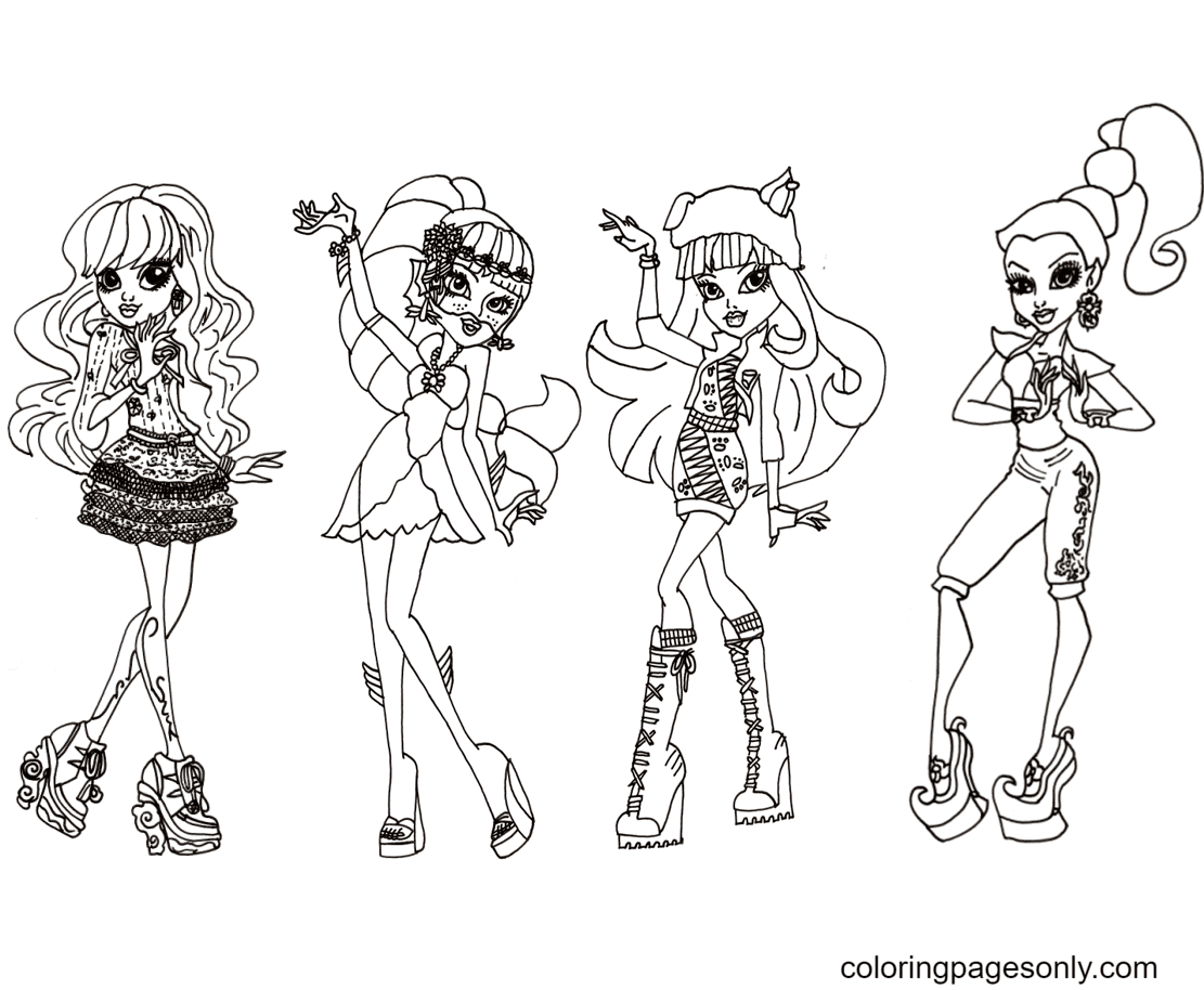 Monster high coloring pages printable for free download