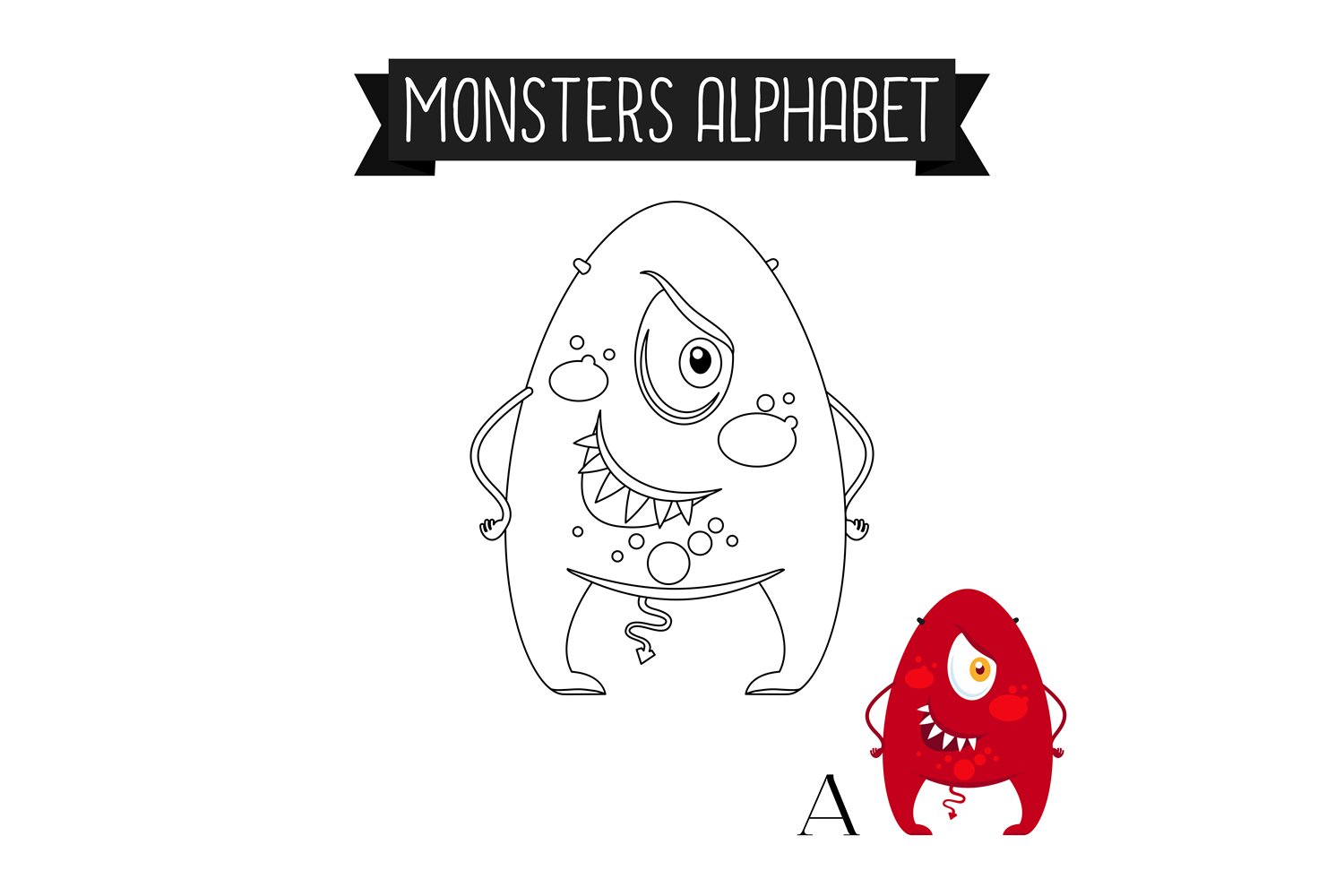 Coloring page monster letter a