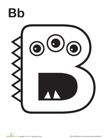 Monster b worksheet education monster theme classroom alphabet alphabet coloring pages