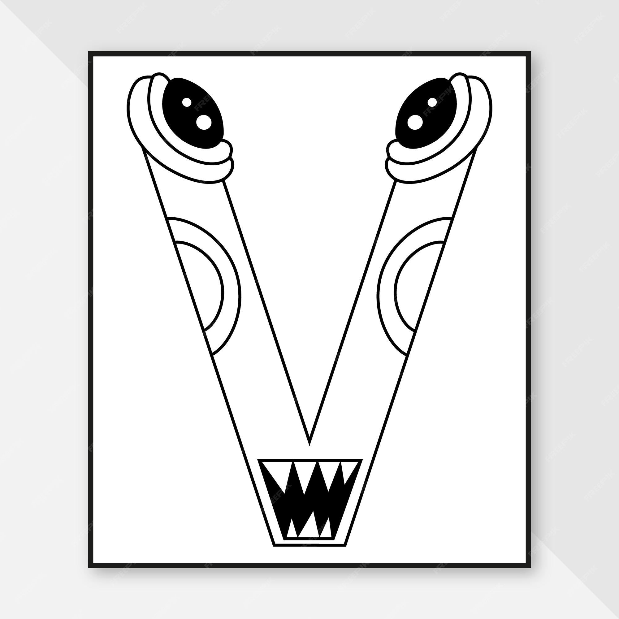 Premium vector monster alphabet coloring page letter v