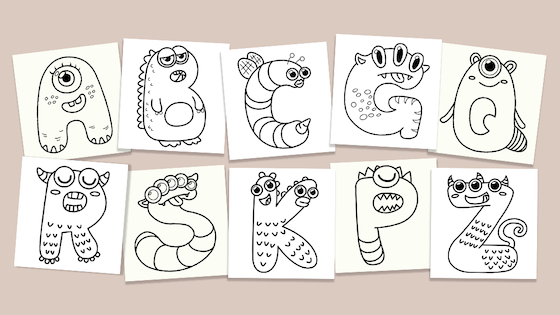 A printable coloring book with alphabet monsters by sarah yu â