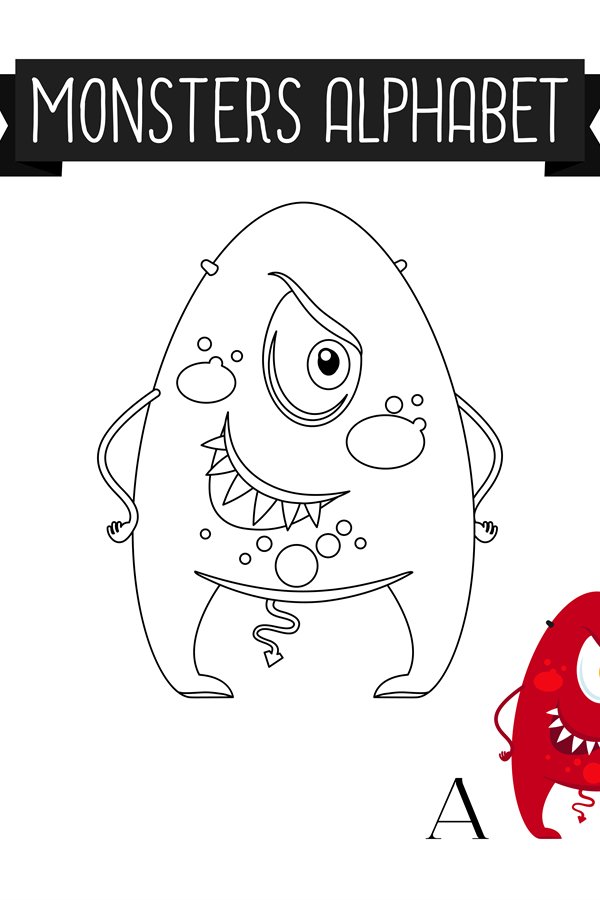 Coloring page monster letter a