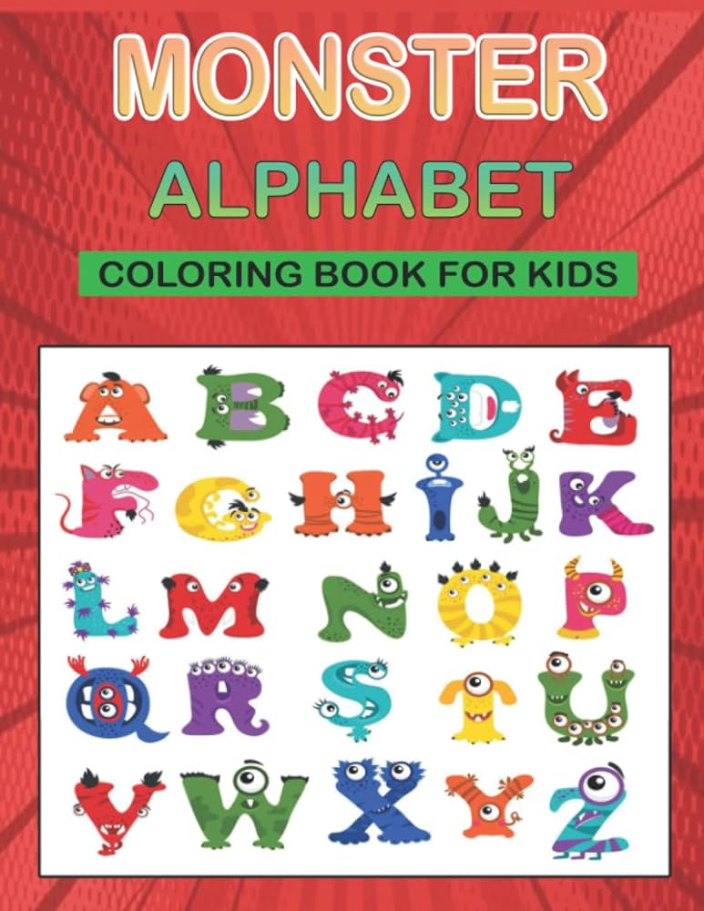 Monster alphabet loring book for kids funny and cute alphabet monster loring book and activity workbook for toddlers kids smith mina books