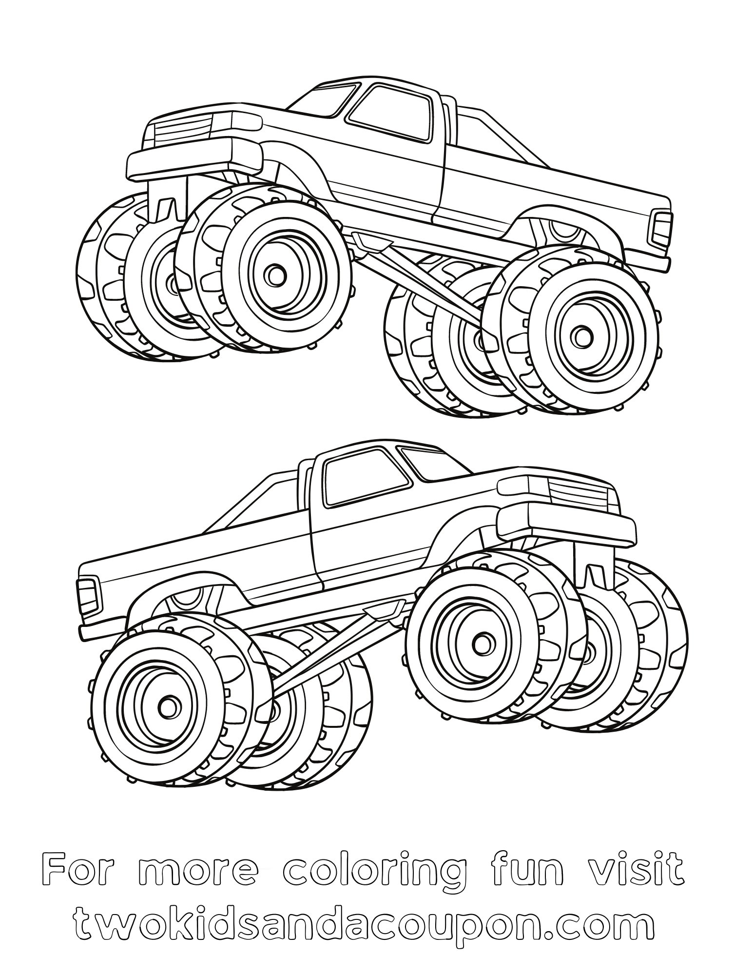 Print big fun with these free monster truck coloring pages