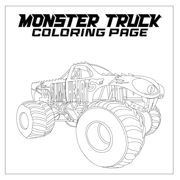 Premium vector monster truck coloring page