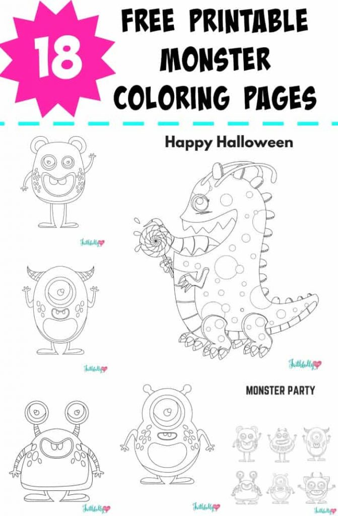 Monster coloring pages free printables faithfully free