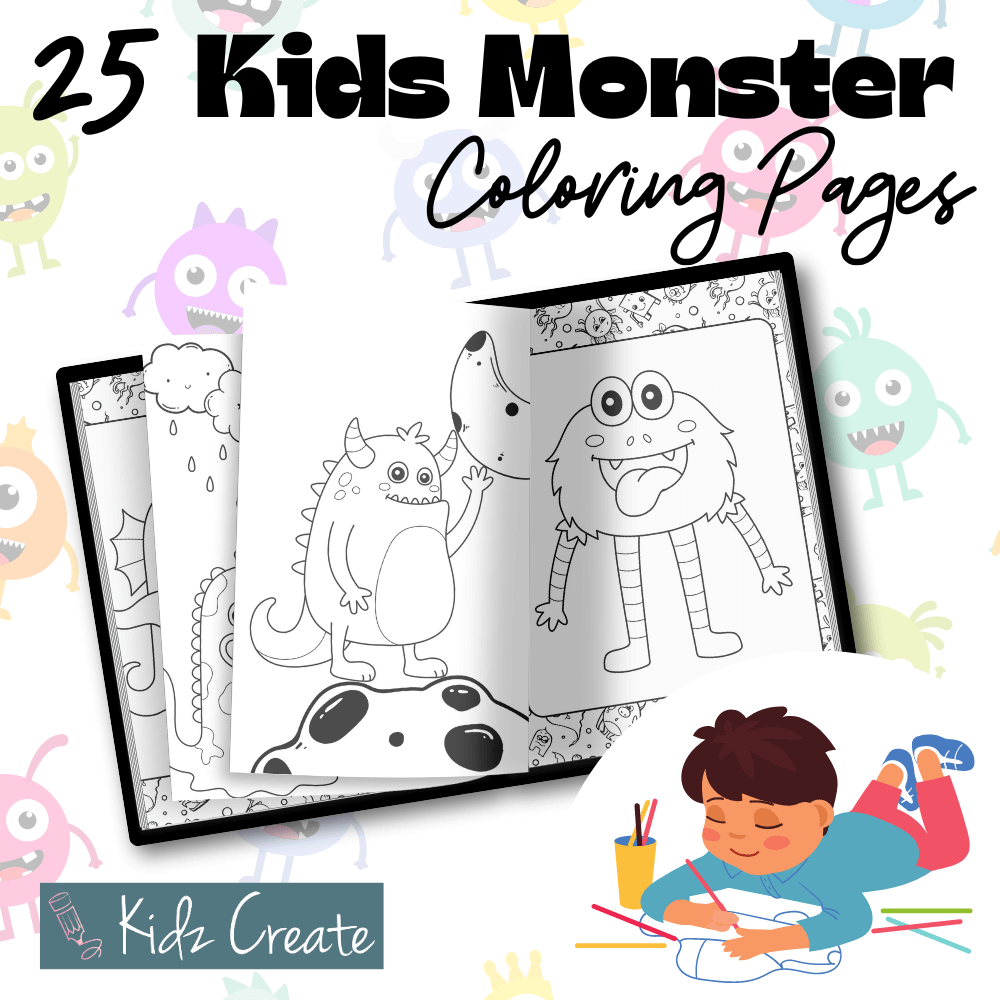 Monster fun coloring book printable â kidz create