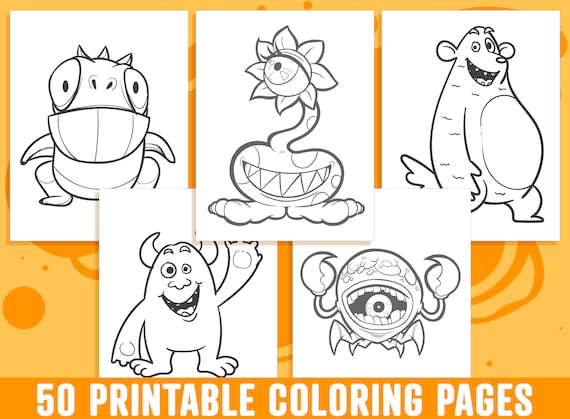 Monster coloring pages printable monster coloring pages for kids boys girls teens monster party activity instant download