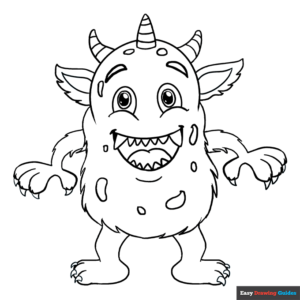 Cartoon monster coloring page easy drawing guides