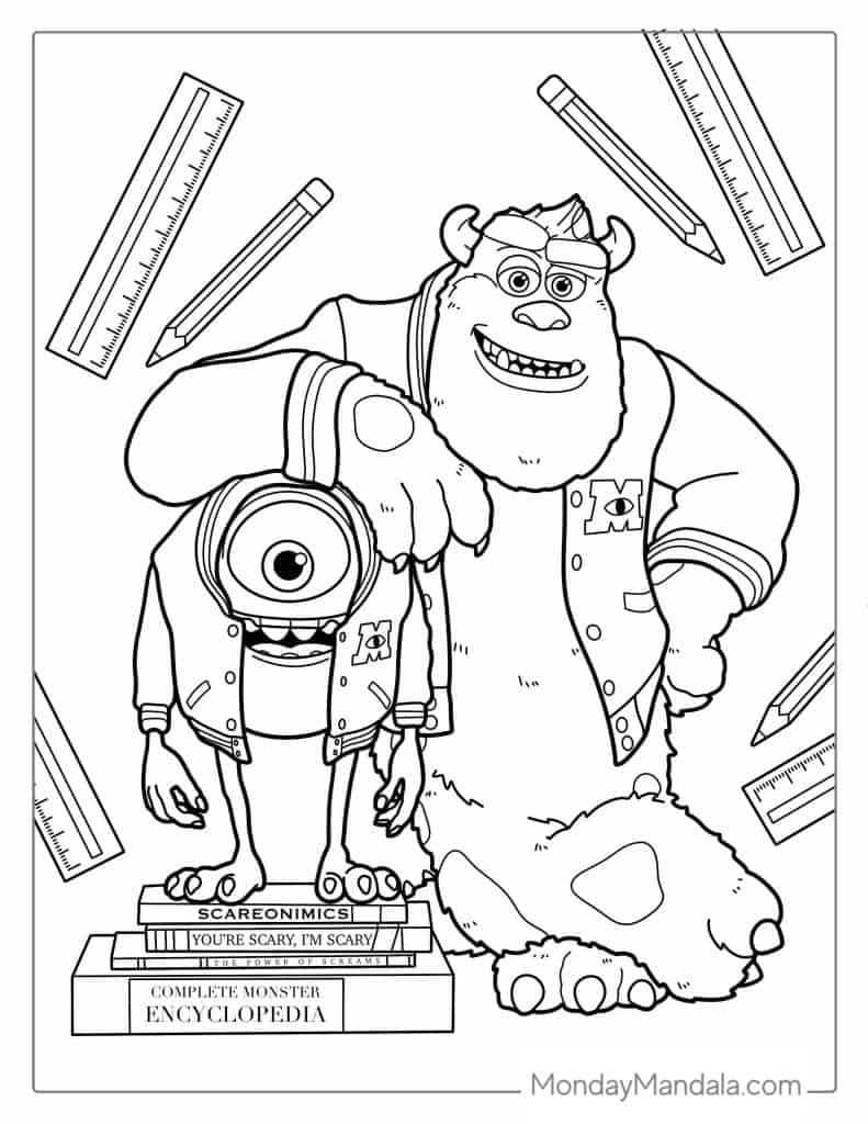 Monsters inc coloring pages free pdf printables