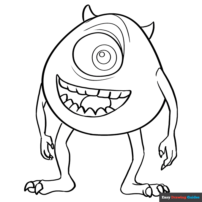Mike wazowski from monsters inc coloring page easy drawing guides