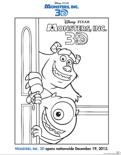 Free printable monsters inc d activity sheets for kids