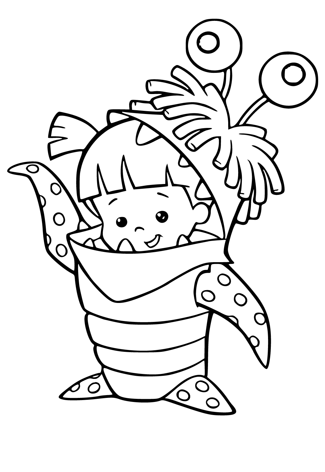 Free printable monsters inc costume coloring page for adults and kids