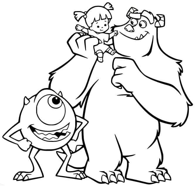 Characters from monsters inc coloring page