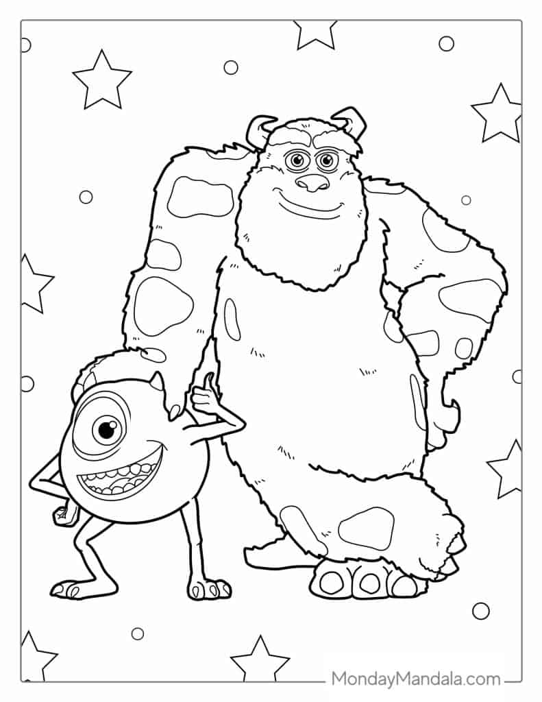 Monsters inc coloring pages free pdf printables