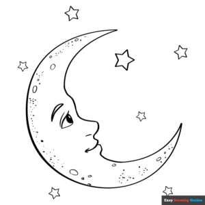 Crescent moon coloring page easy drawing guides