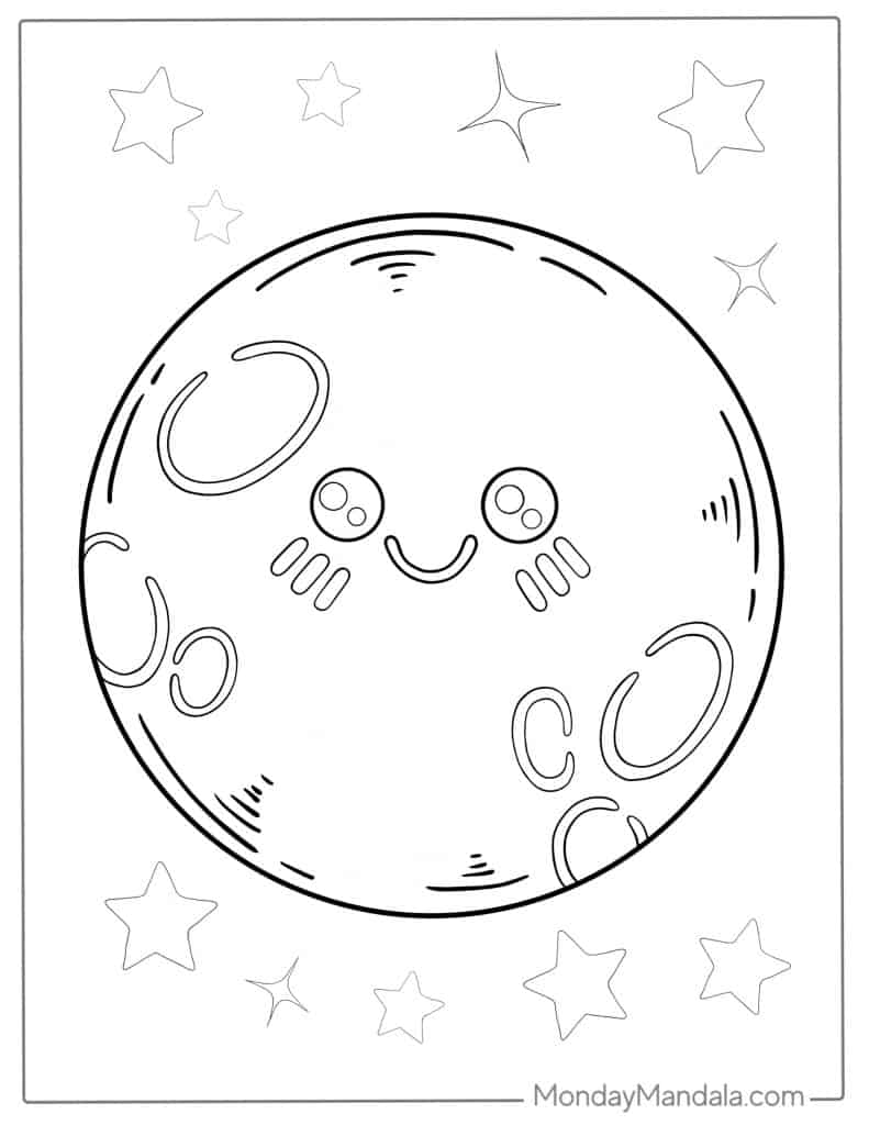 Moon coloring pages free pdf printables