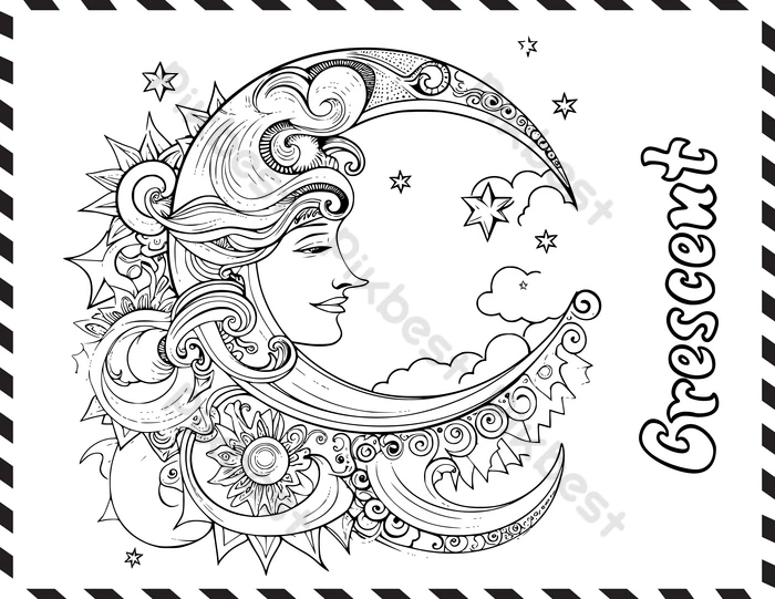 Printable crescent moon coloring sheets for children png images eps free download