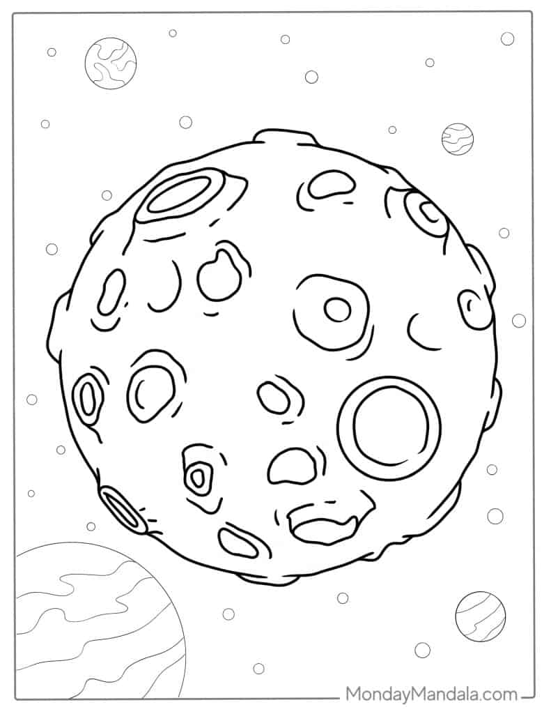 Moon coloring pages free pdf printables