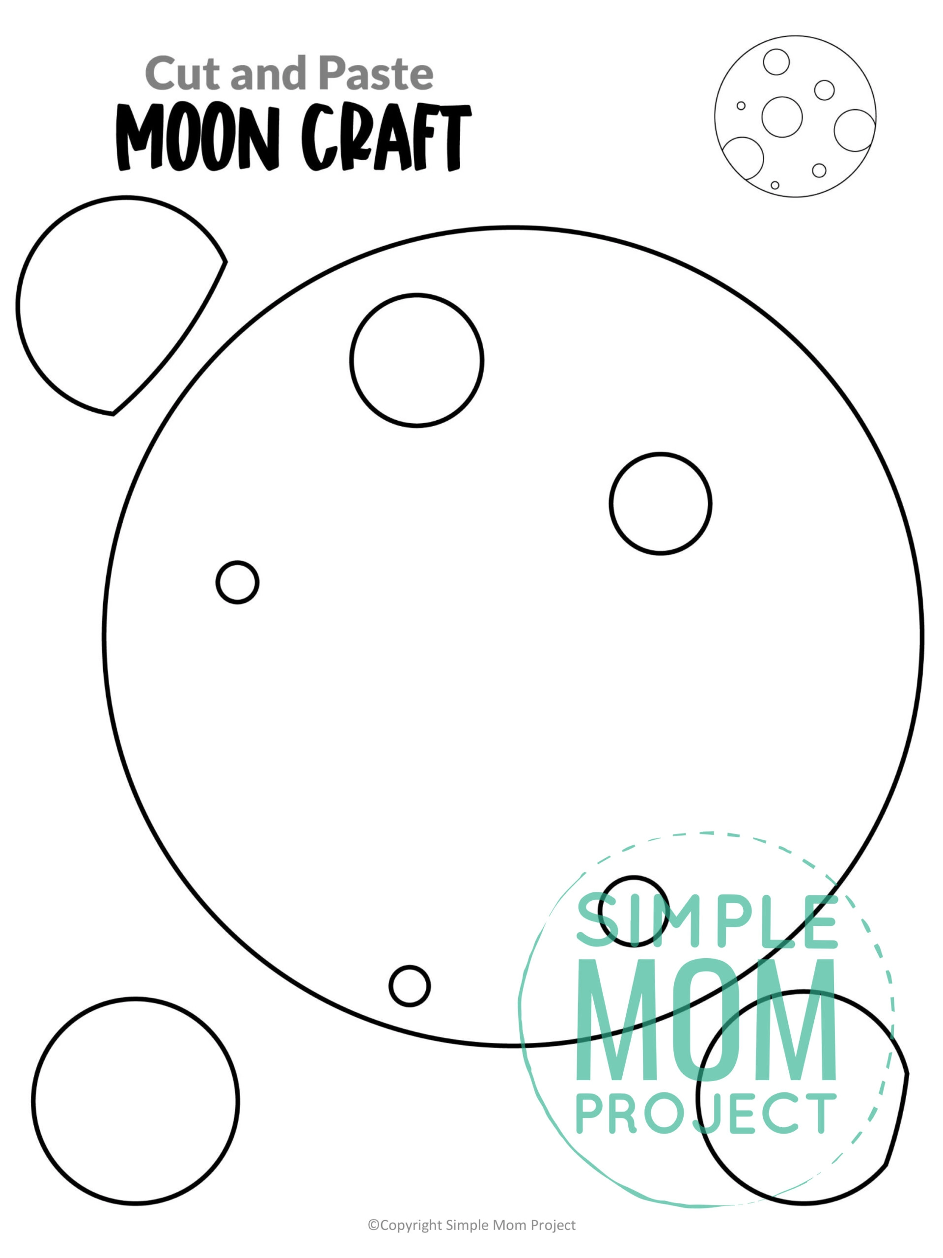 Moon craft cut and paste printable templates