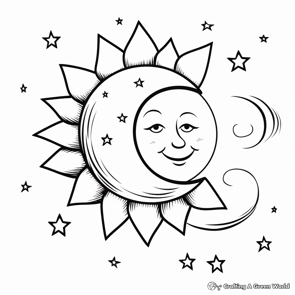 Sun moon and stars coloring pages