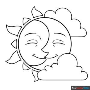 Sun and moon coloring page easy drawing guides