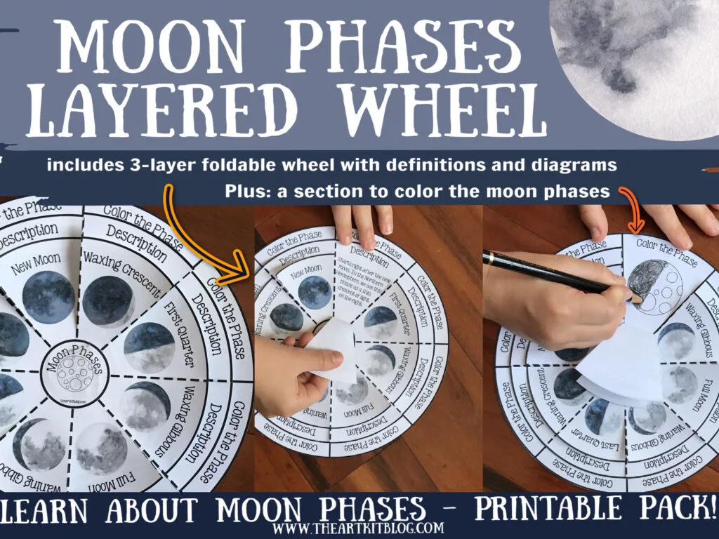 Moon phases layered wheel free printable download â the art kit