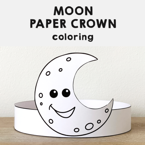 Moon paper crown printable astronomy weather coloring craft made by teachers