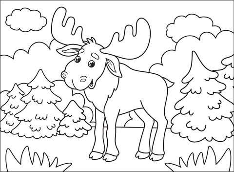 Moose coloring page free printable coloring pages