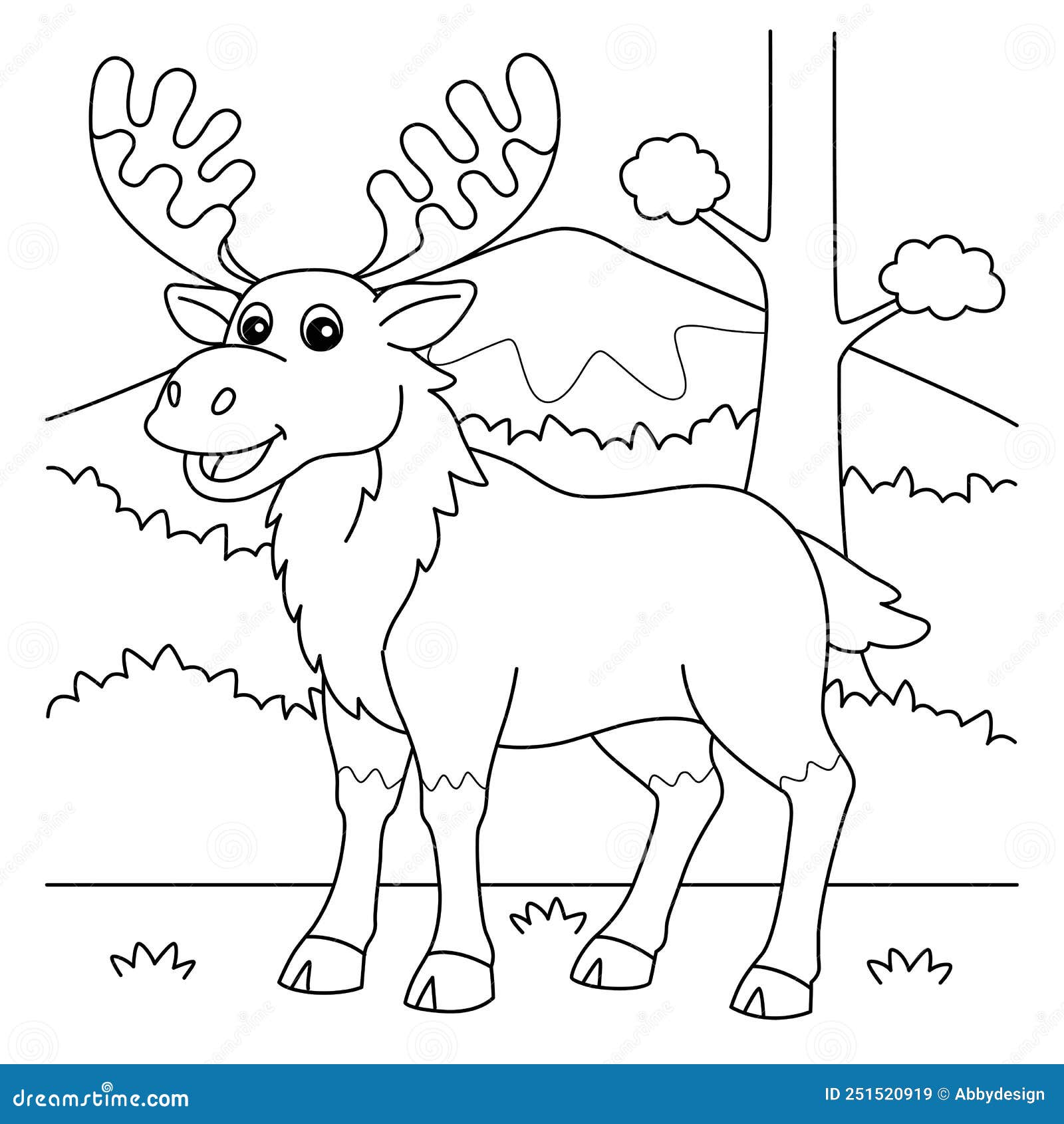 Moose animal coloring page for kids stock vector