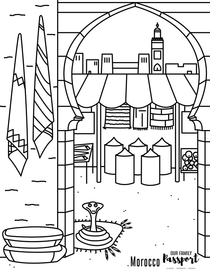 Morocco market coloring page morocco coloring page african