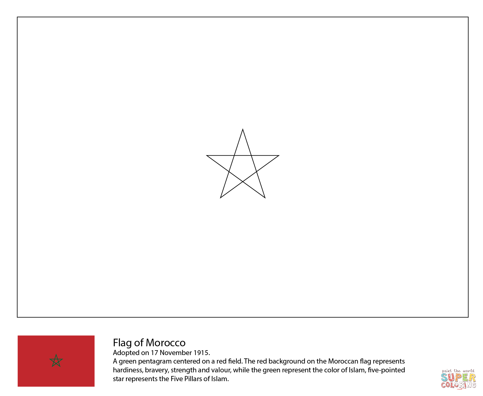 Flag of morocco coloring page free printable coloring pages