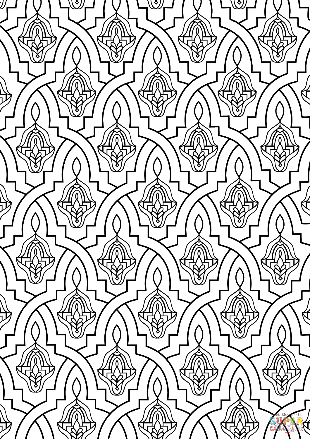 Moroccan tile coloring page free printable coloring pages