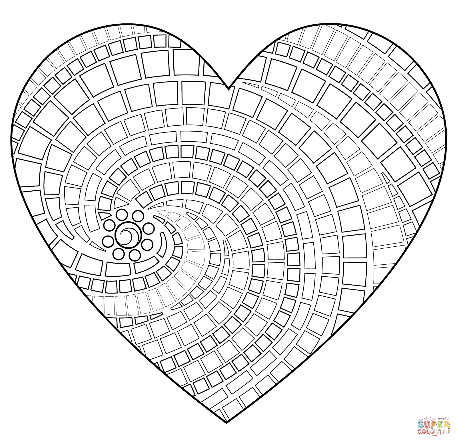 Heart mosaic coloring page free printable coloring pages