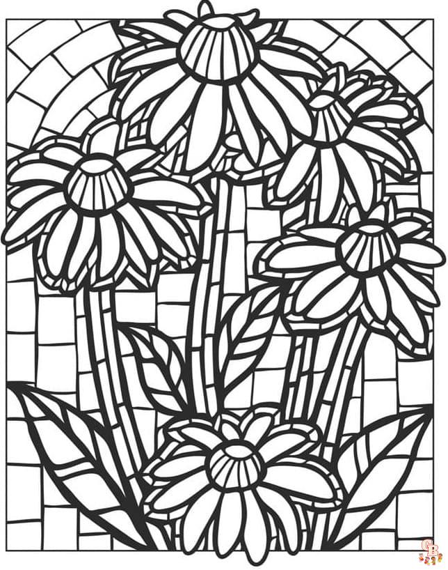 Printable mosaic coloring pages free for kids and adults